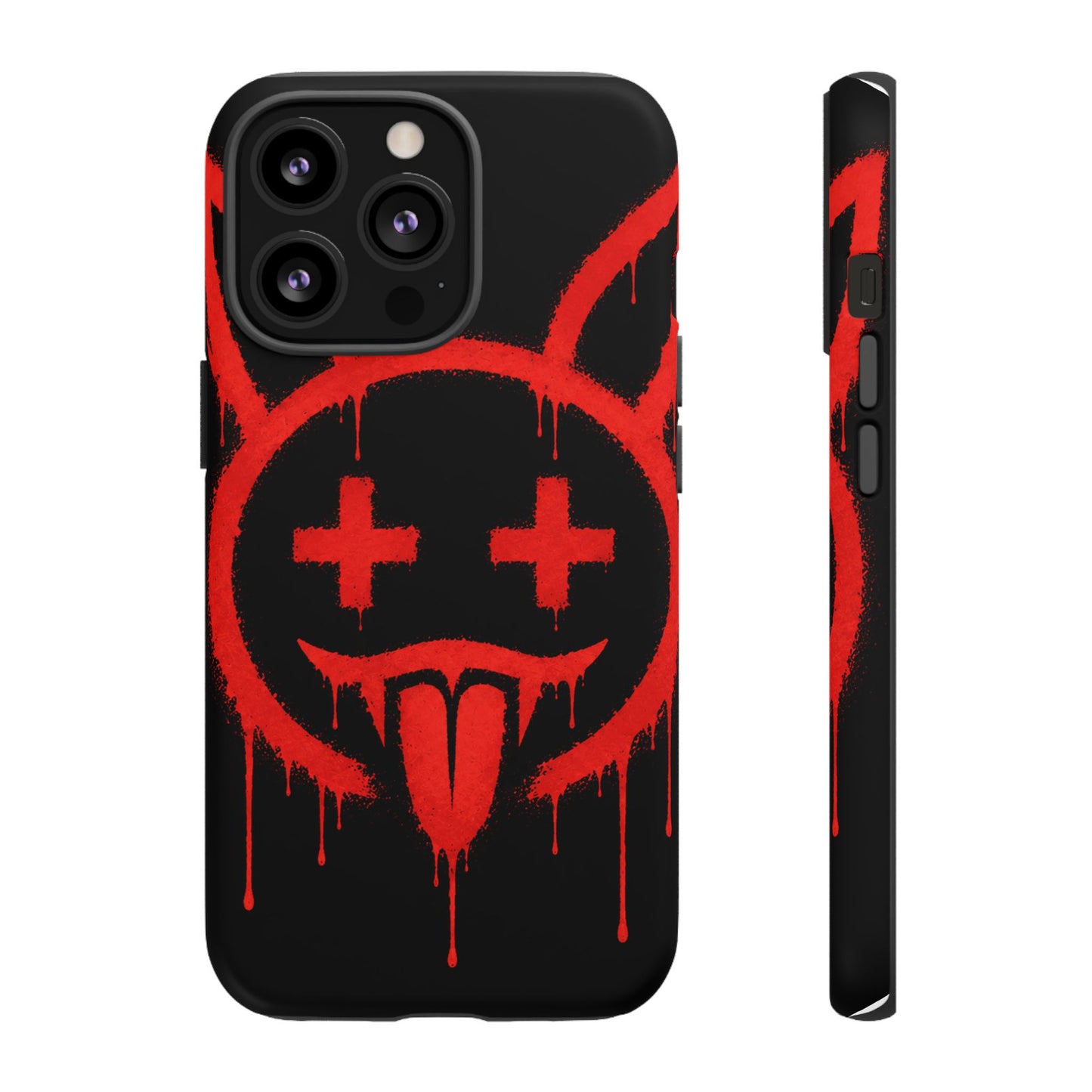 Phone Case - Metallic Souls Red Drip Smiley Graffiti Design