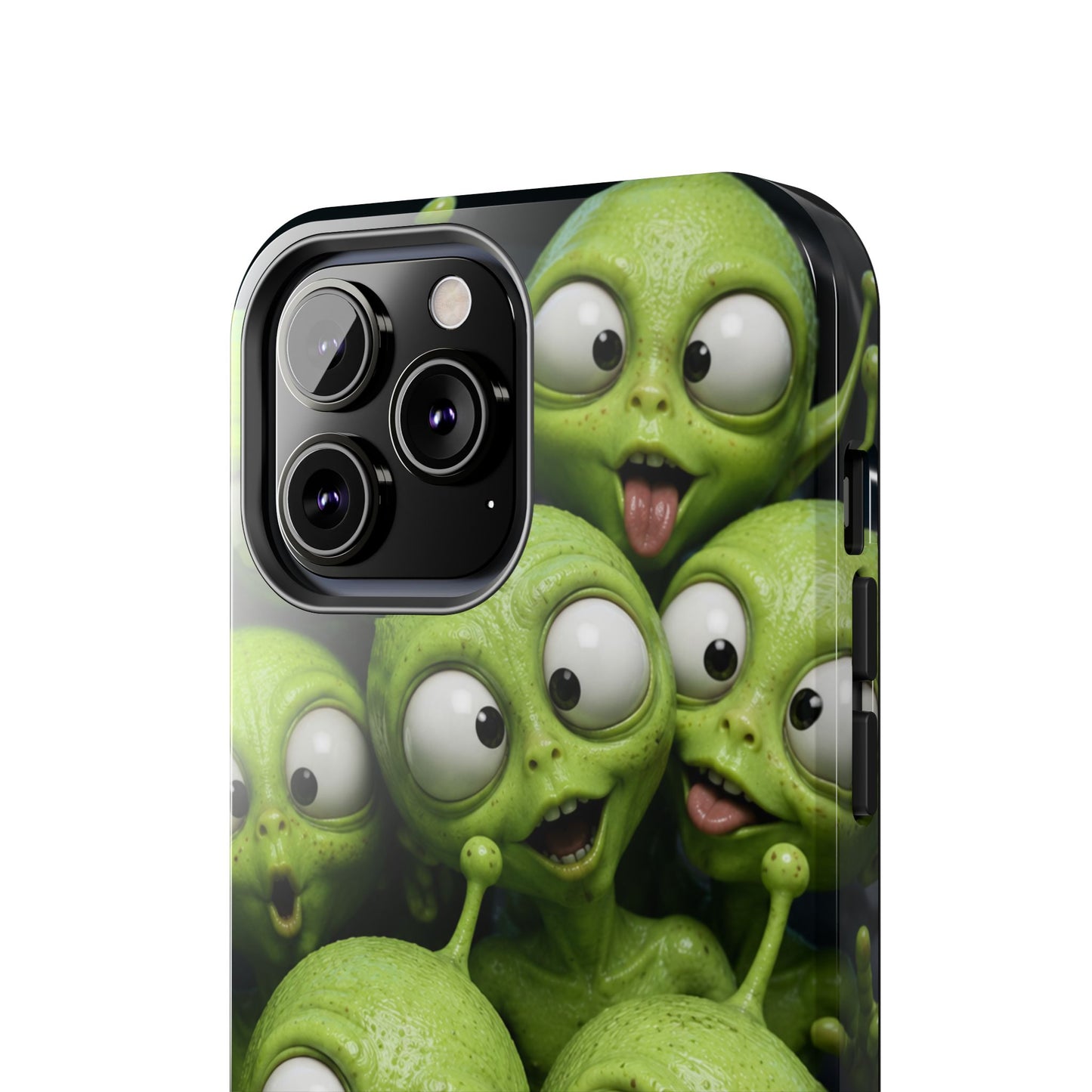 Alien Selfie Tough Phone Case — Cute Green Cartoon Aliens Protective Cover