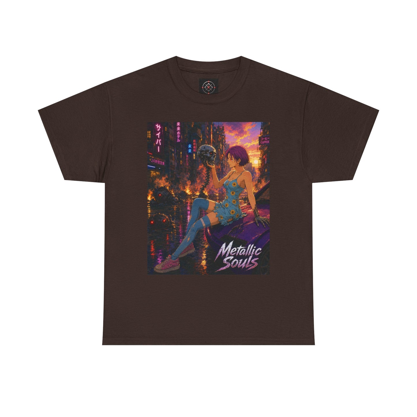 Metallic Souls Tee — Cyberpunk Anime Graphic T-Shirt