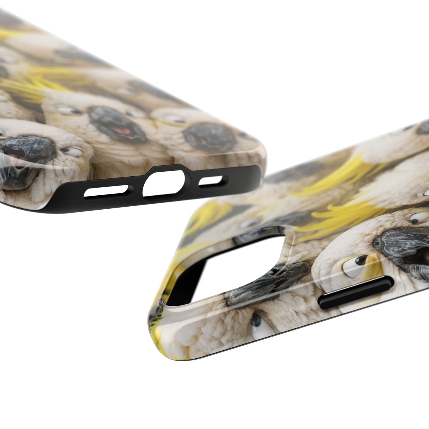 Cockatoo Collage Tough Phone Case — Funny Yellow Crested Bird Protective Phone Cover
