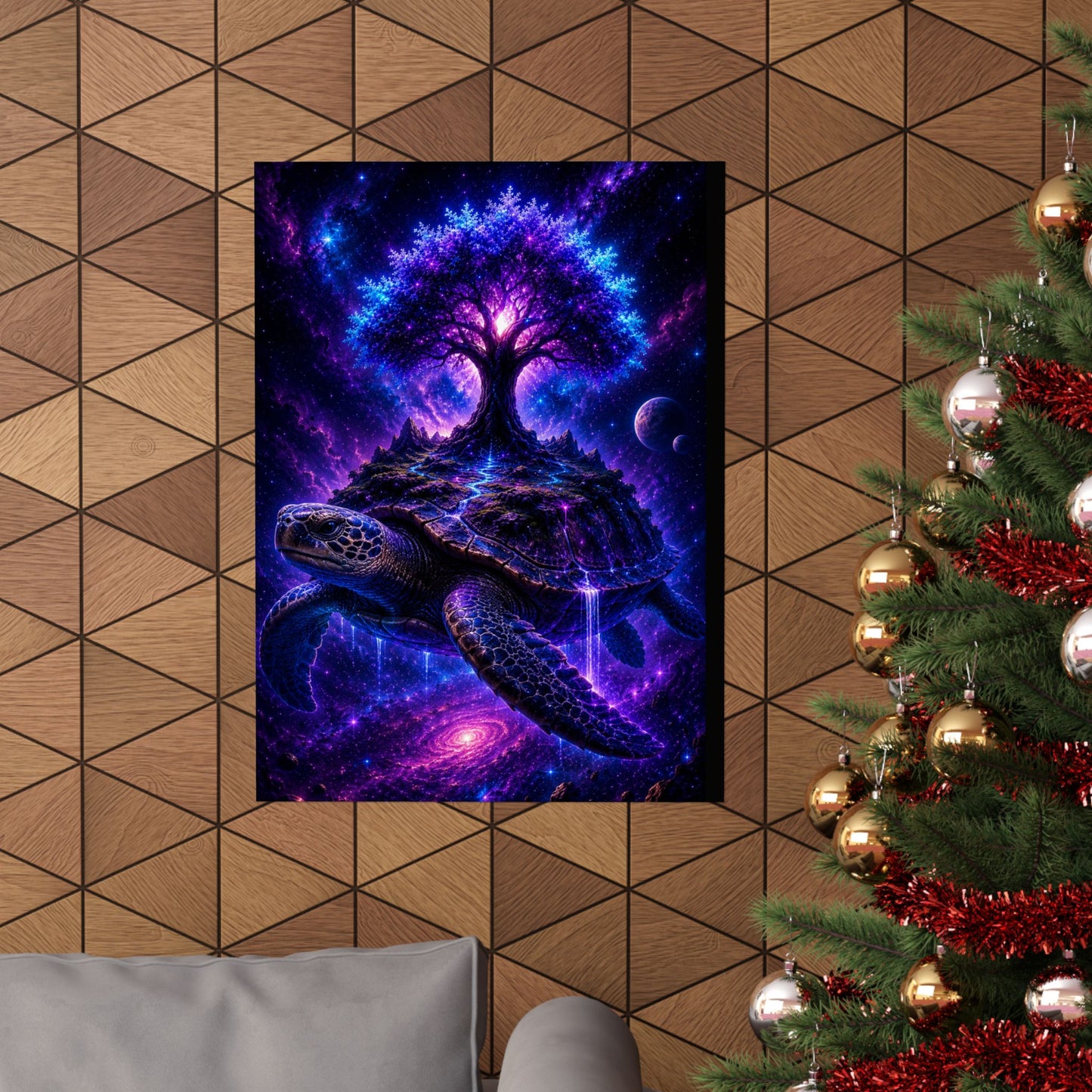 Cosmic Turtle Poster — Mystic Tree on Turtle Shell Matte Vertical Wall Art