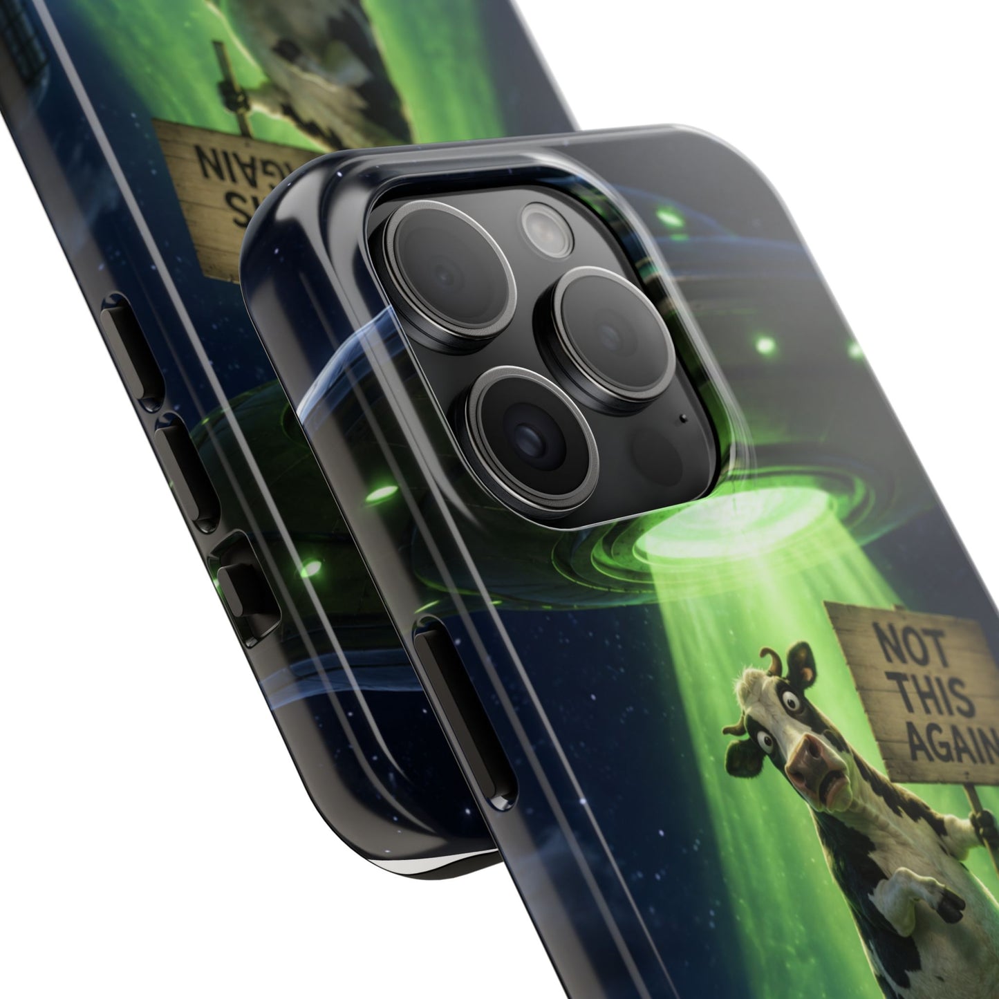 Phone Case — Funny Alien Abduction Cow Design ("Not This Again")