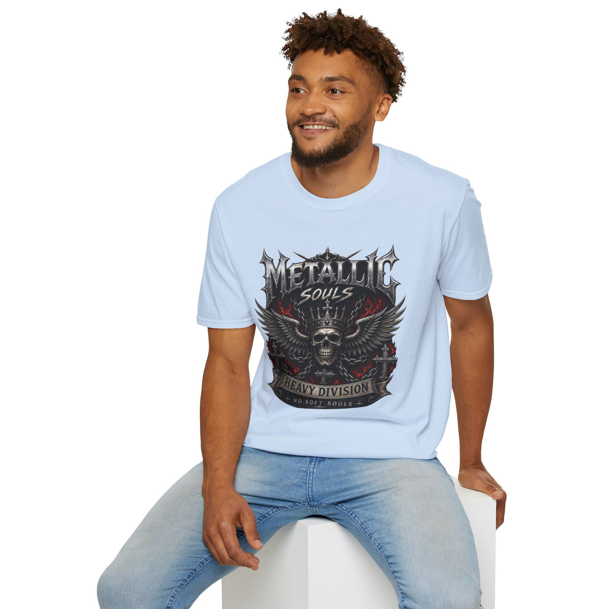 Metallic Souls Graphic T-Shirt — Gothic Skull & Wings Heavy Metal Tee