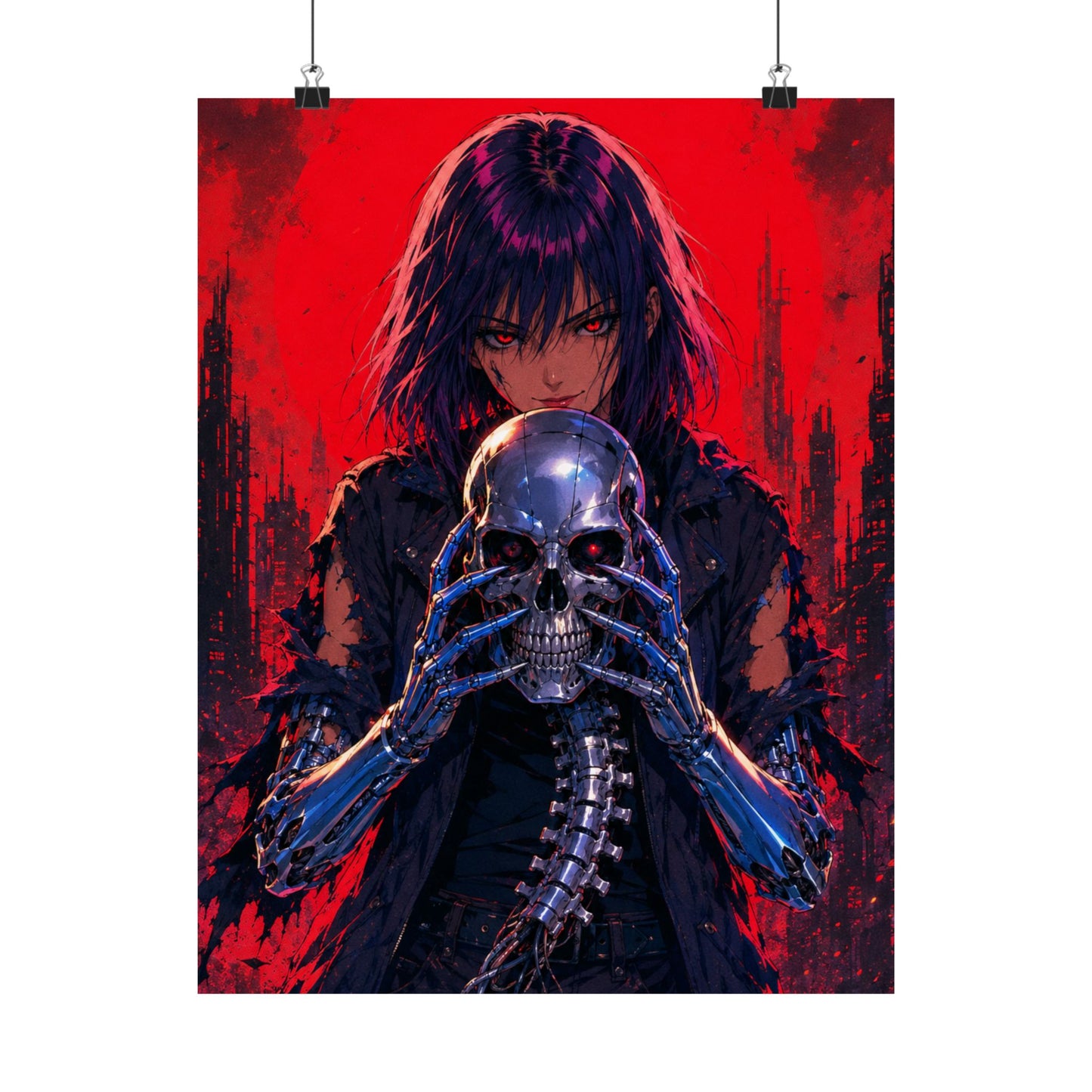 Metallic Souls Skull Poster — Gothic Anime Matte Vertical Wall Art