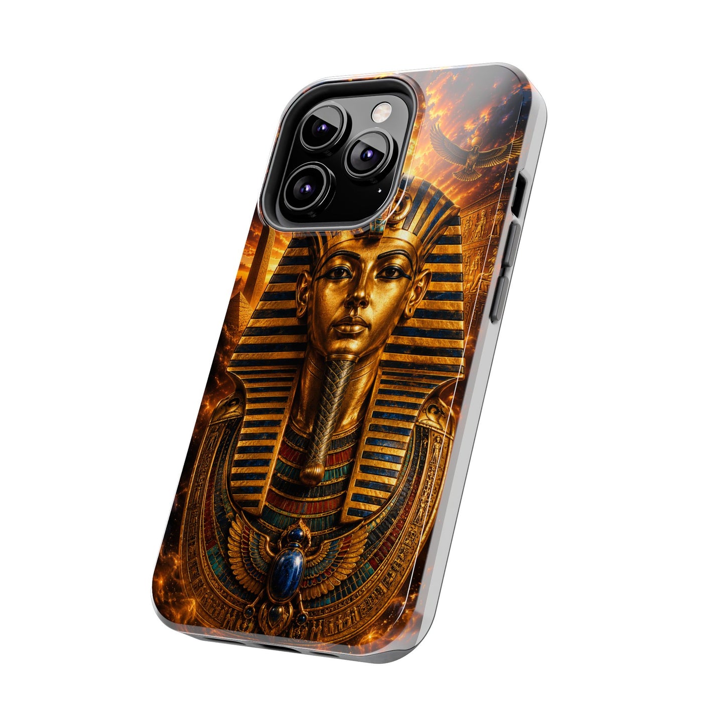 Egyptian Pharaoh Tough Phone Case — Protective Golden Tutankhamun Design