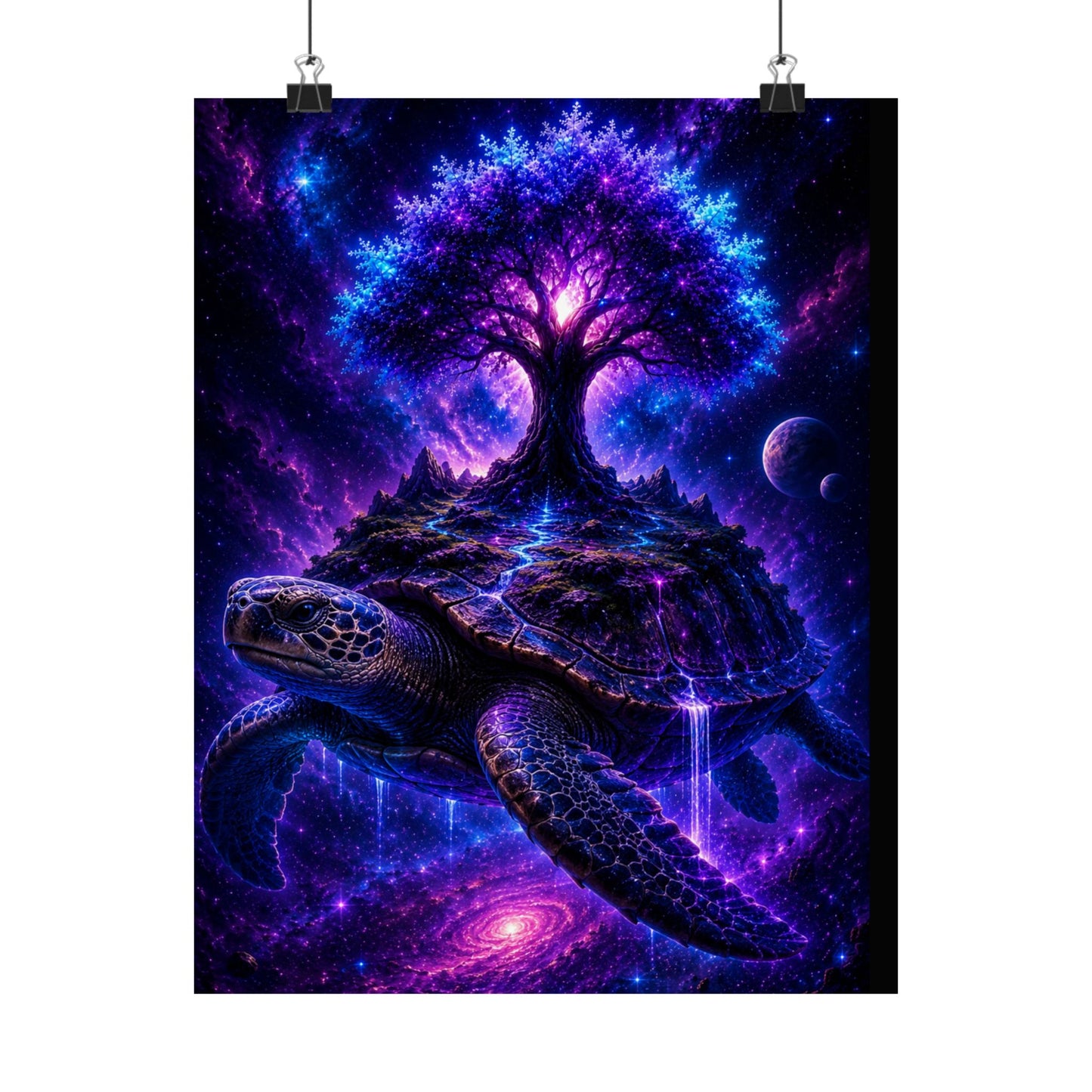 Cosmic Turtle Poster — Mystic Tree on Turtle Shell Matte Vertical Wall Art