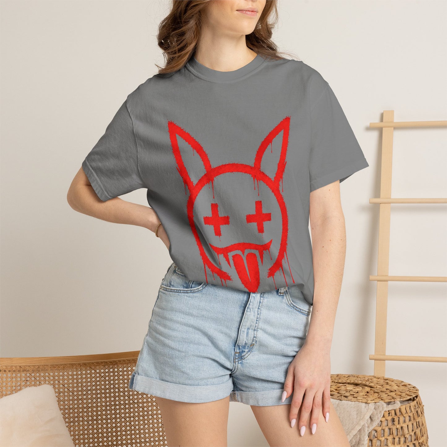 Metallic Souls Graffiti Bunny Heavyweight Streetwear T-Shirt