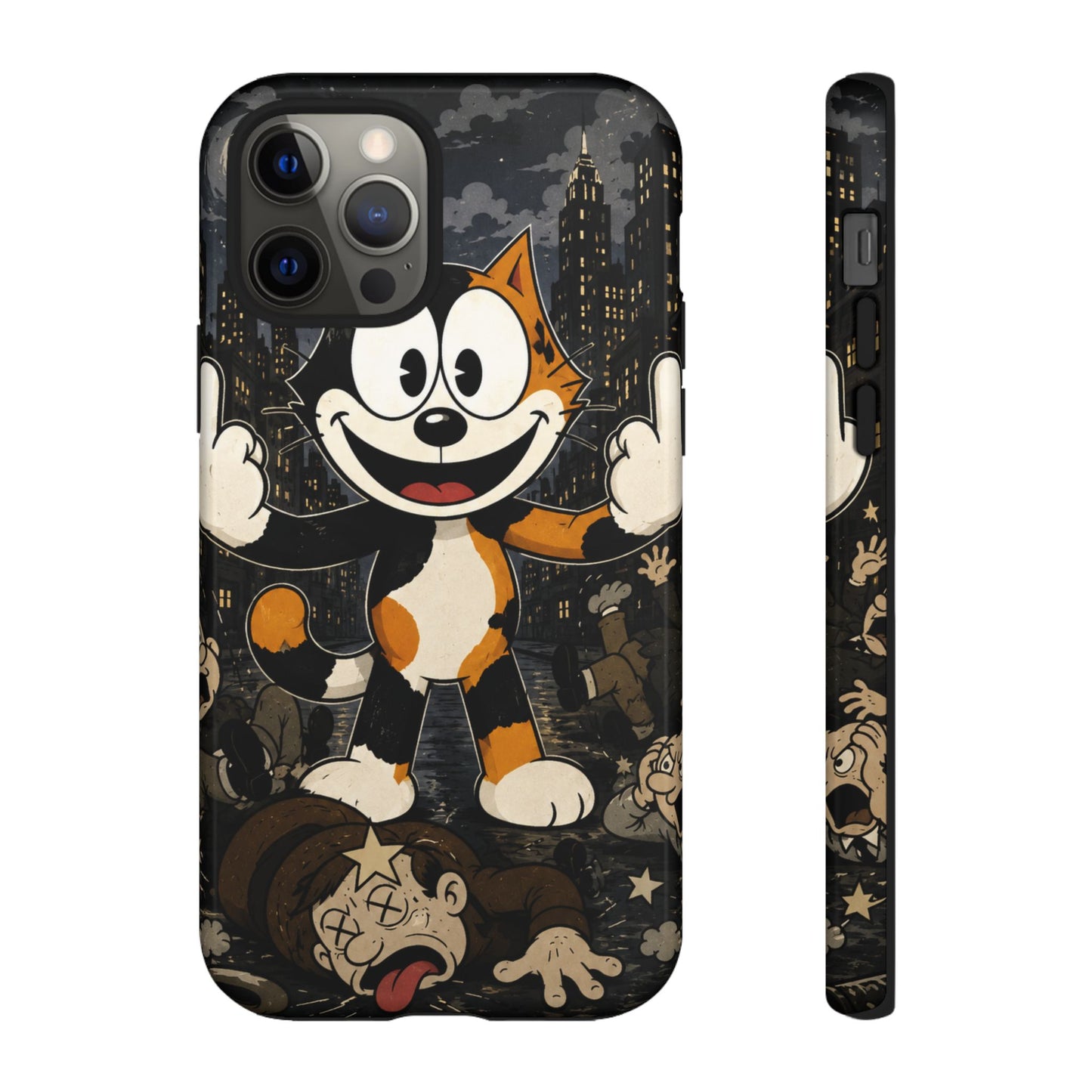 Vintage Cartoon Cat Phone Case — Edgy Felix-Style Illustration