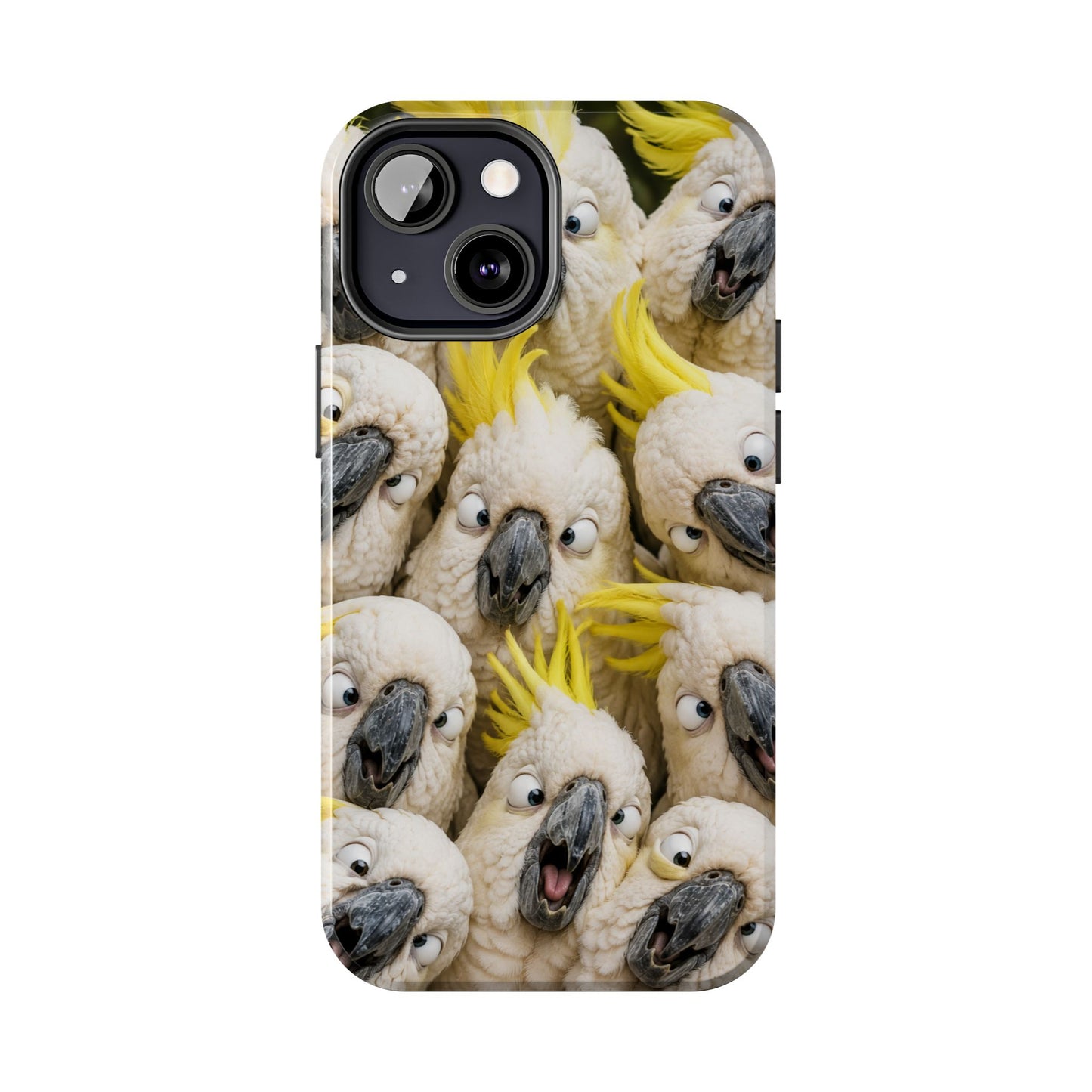 Cockatoo Collage Tough Phone Case — Funny Yellow Crested Bird Protective Phone Cover