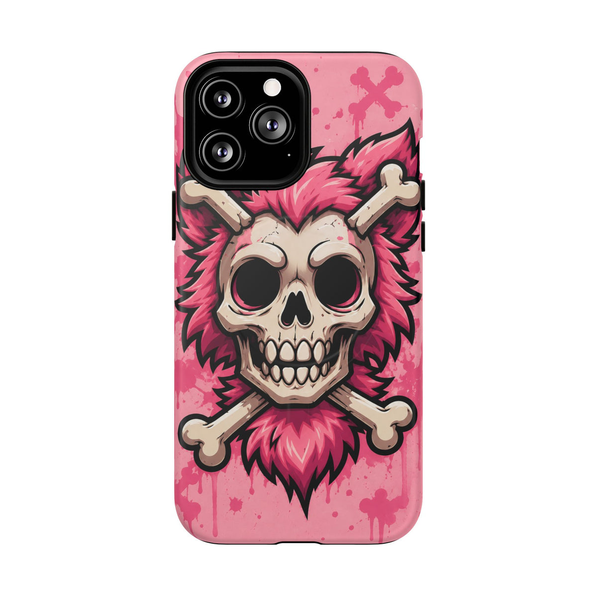 Pink Skull & Crossbones Tough Magnetic Phone Case — Punk Rock Protective Cover