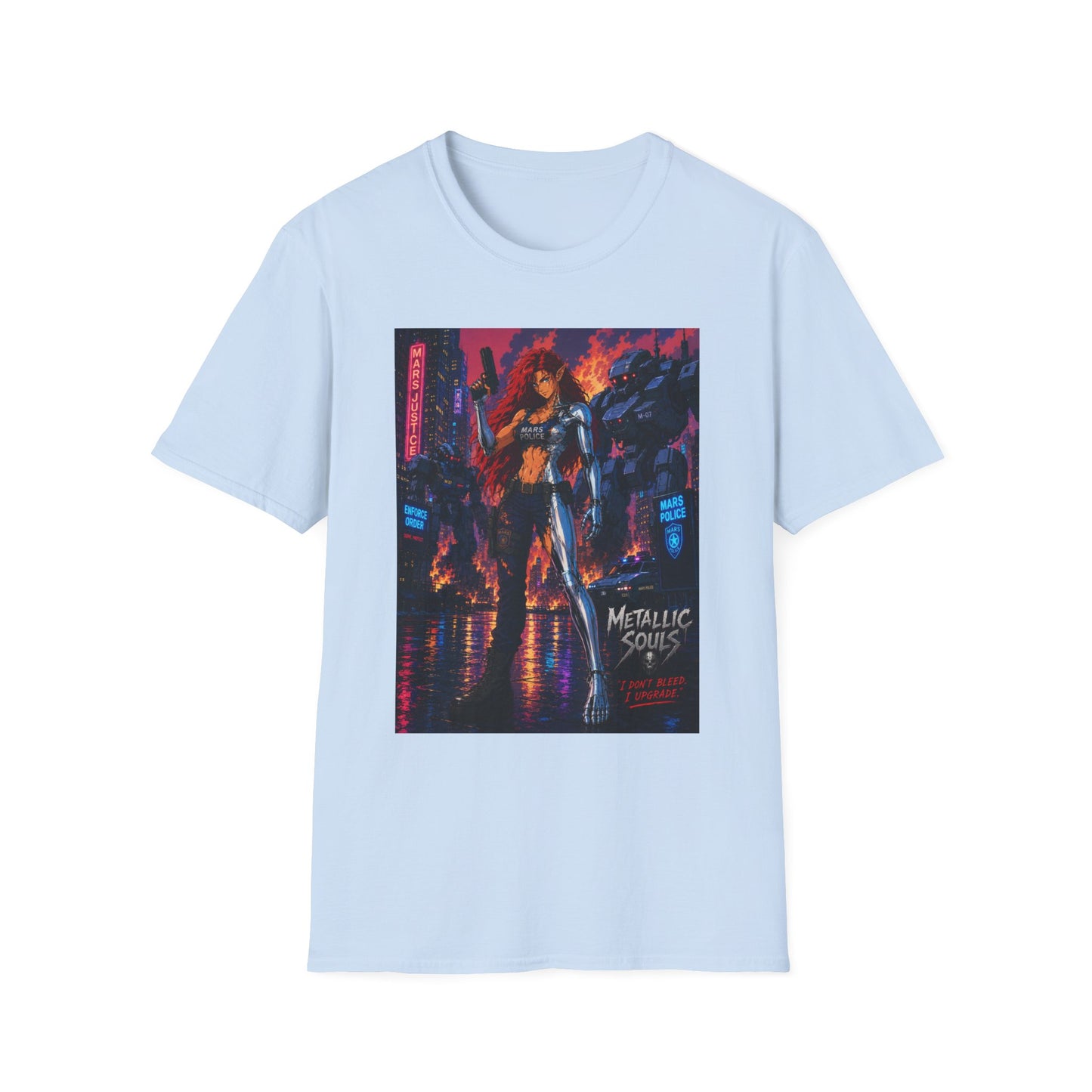 Cyberpunk Warrior T‑Shirt — 'Metallic Soul' Futuristic Anime Graphic