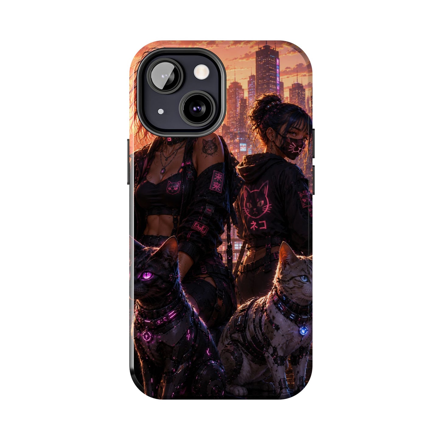 Cyberpunk Pack: Tough Phone Case with Neon Panther & City Sunset