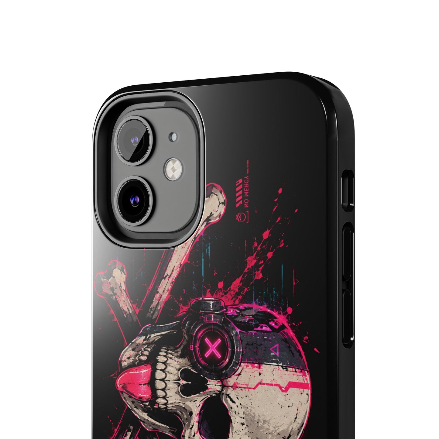 Skull & Crossbones Tough Phone Case — Neon Cyberpunk Skull Design