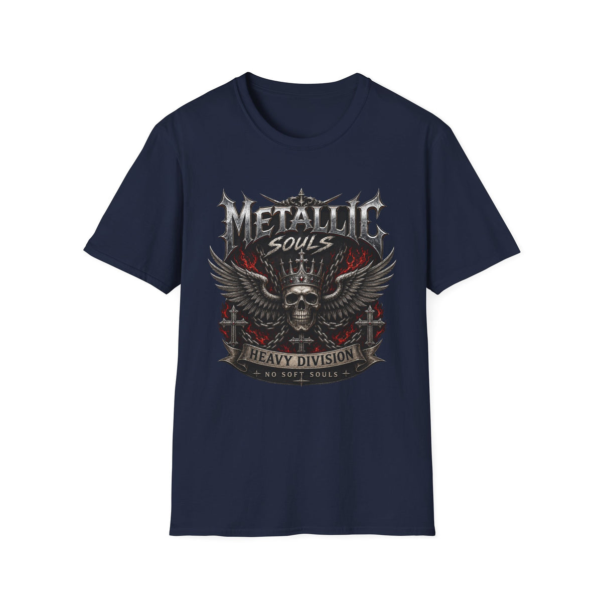 Metallic Souls Graphic T-Shirt — Gothic Skull & Wings Heavy Metal Tee