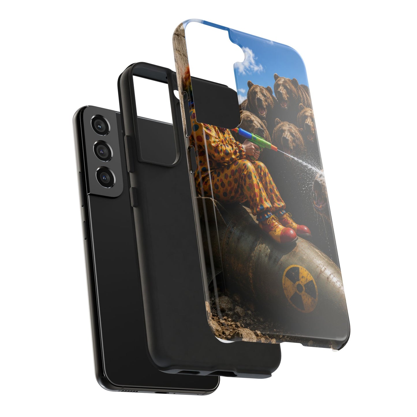 Tough Phone Case — Surreal Clown vs. Bears Protective Phone Cover