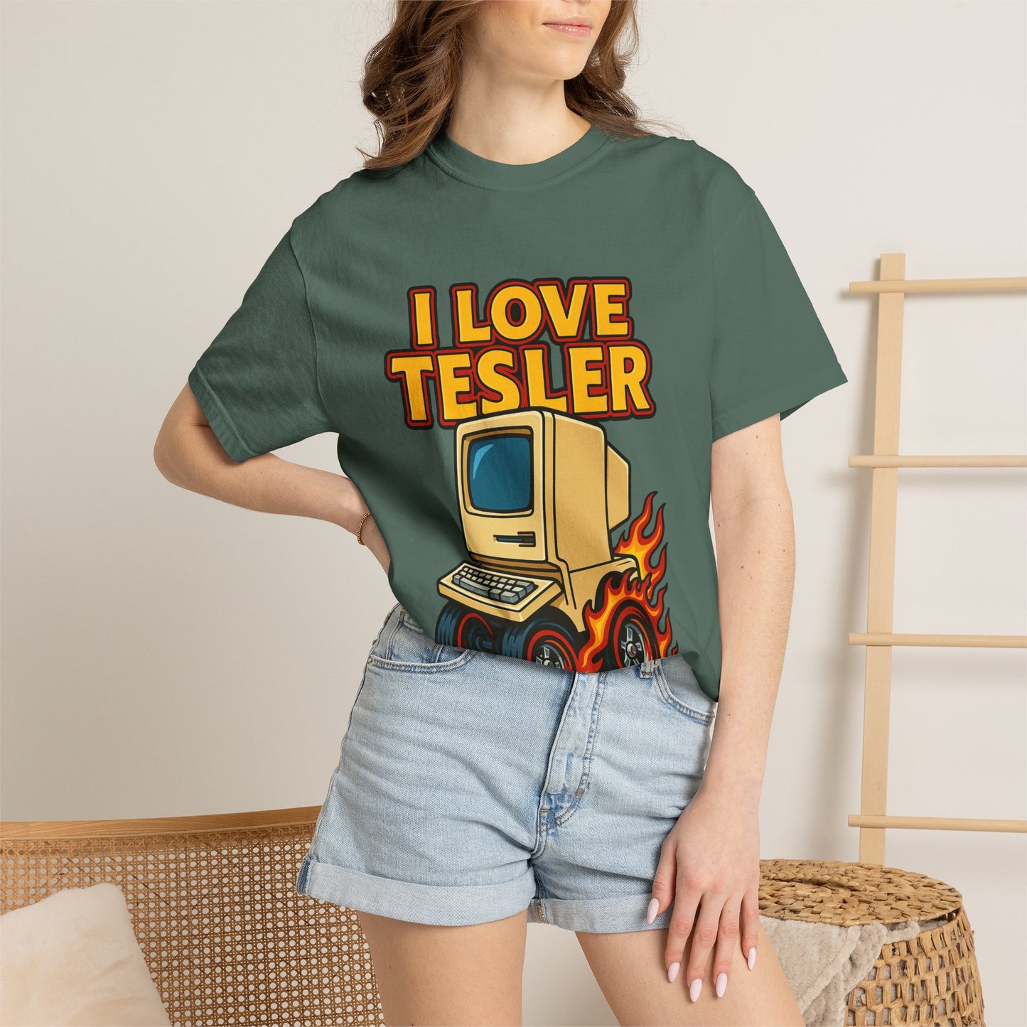 I Love Tesler Vintage Computer Tee — Retro Tech Graphic T-Shirt