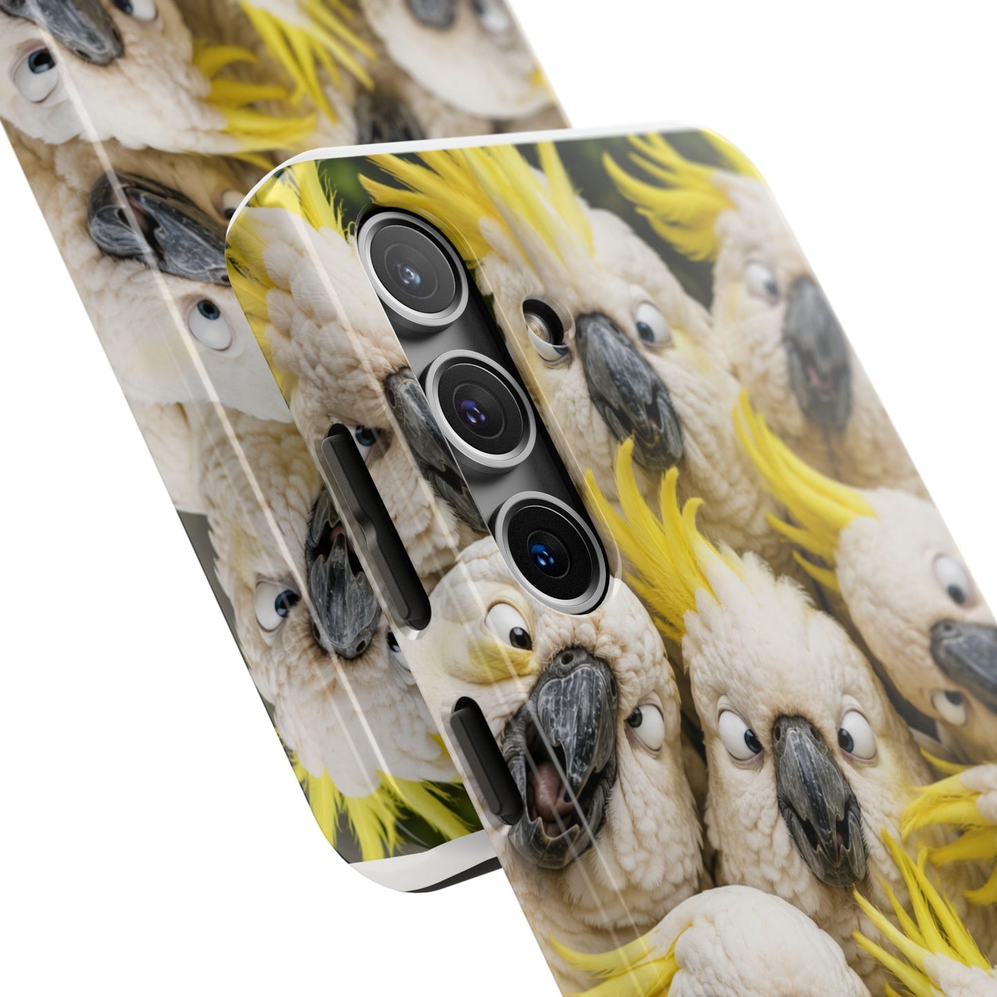 Cockatoo Collage Tough Phone Case — Funny Yellow Crested Bird Protective Phone Cover