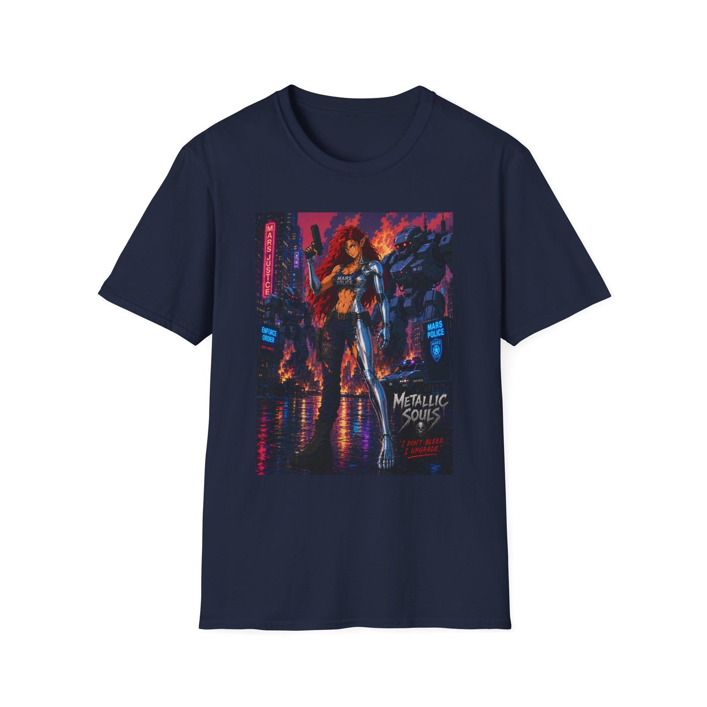 Cyberpunk Warrior T‑Shirt — 'Metallic Soul' Futuristic Anime Graphic