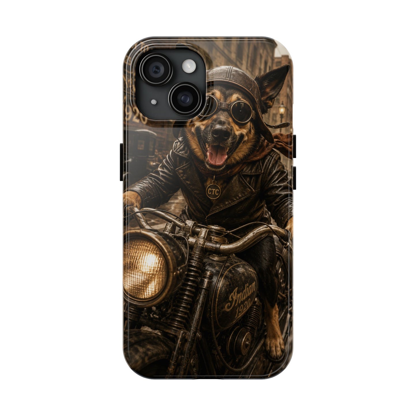 Phone Case — Biker Dog Riding Motorcycle Protective Tough Cover