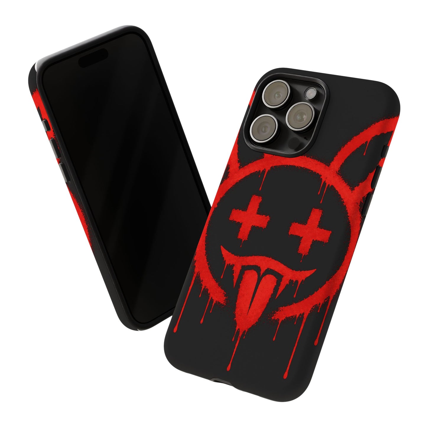Phone Case - Metallic Souls Red Drip Smiley Graffiti Design