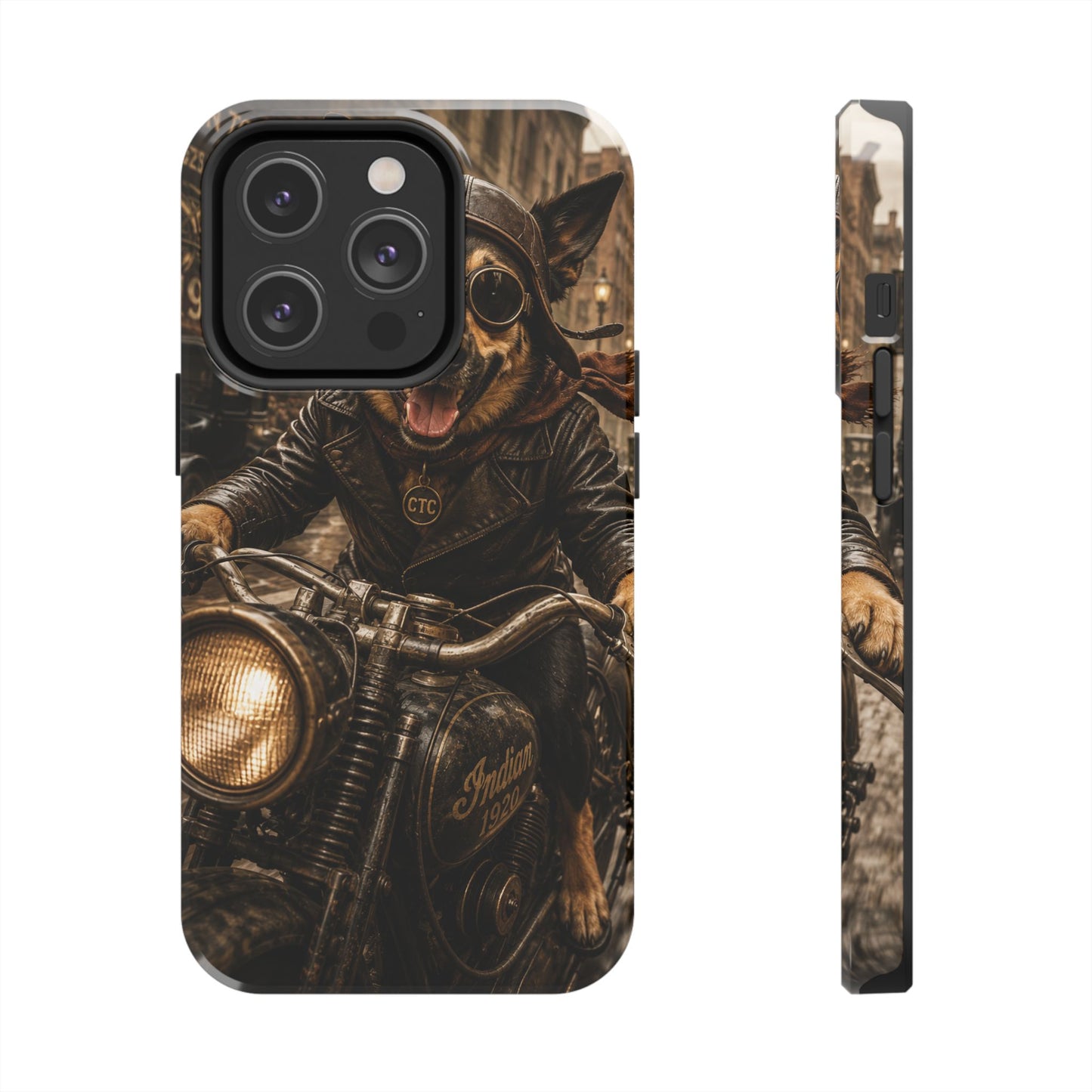 Phone Case — Biker Dog Riding Motorcycle Protective Tough Cover