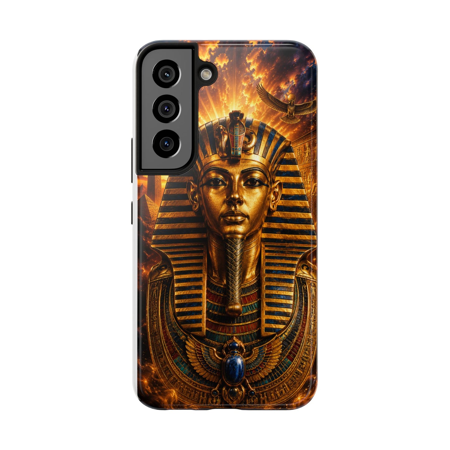 Egyptian Pharaoh Tough Phone Case — Protective Golden Tutankhamun Design
