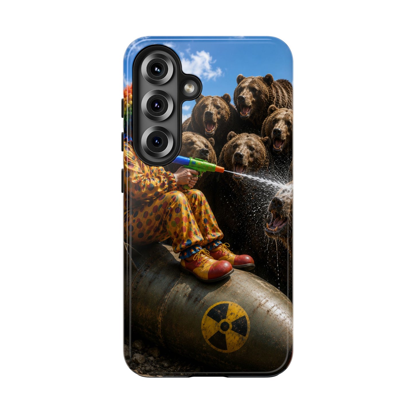 Tough Phone Case — Surreal Clown vs. Bears Protective Phone Cover