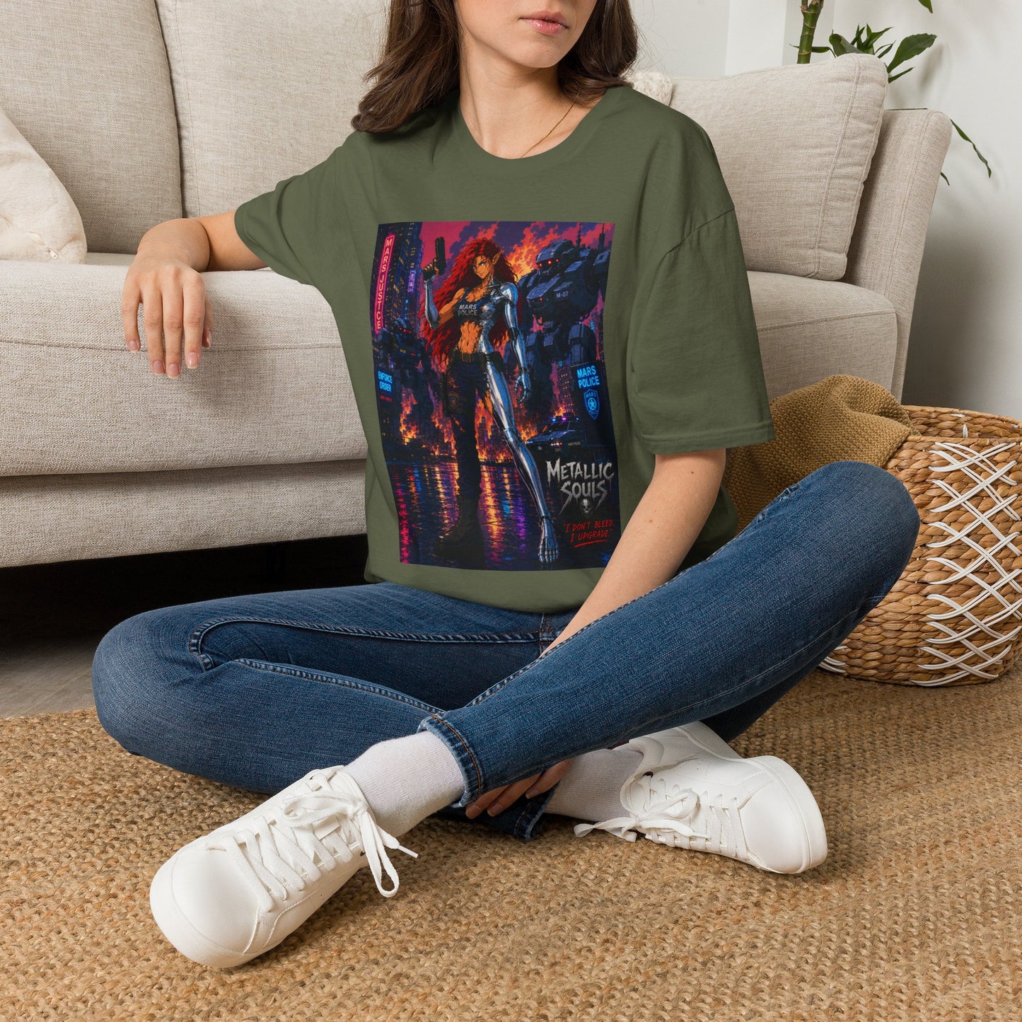 Cyberpunk Warrior T‑Shirt — 'Metallic Soul' Futuristic Anime Graphic