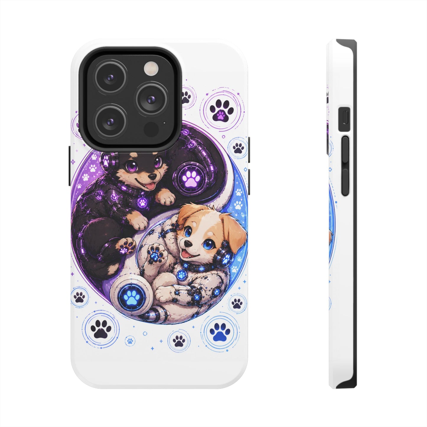 Yin Yang Puppy Tough Phone Case — Cute Paw Print Dog Protector