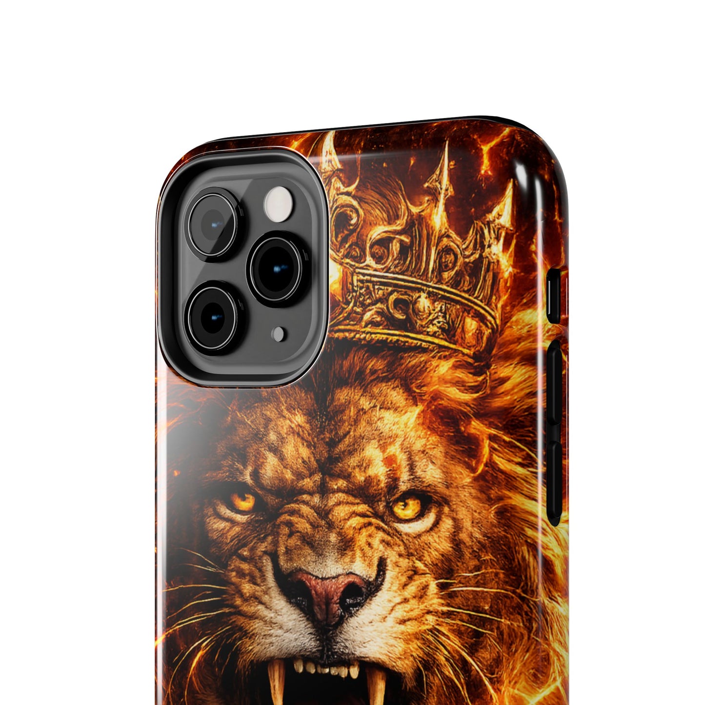 Fiery Lion King Tough Phone Case — Protective iPhone Case with Roaring Crown Design