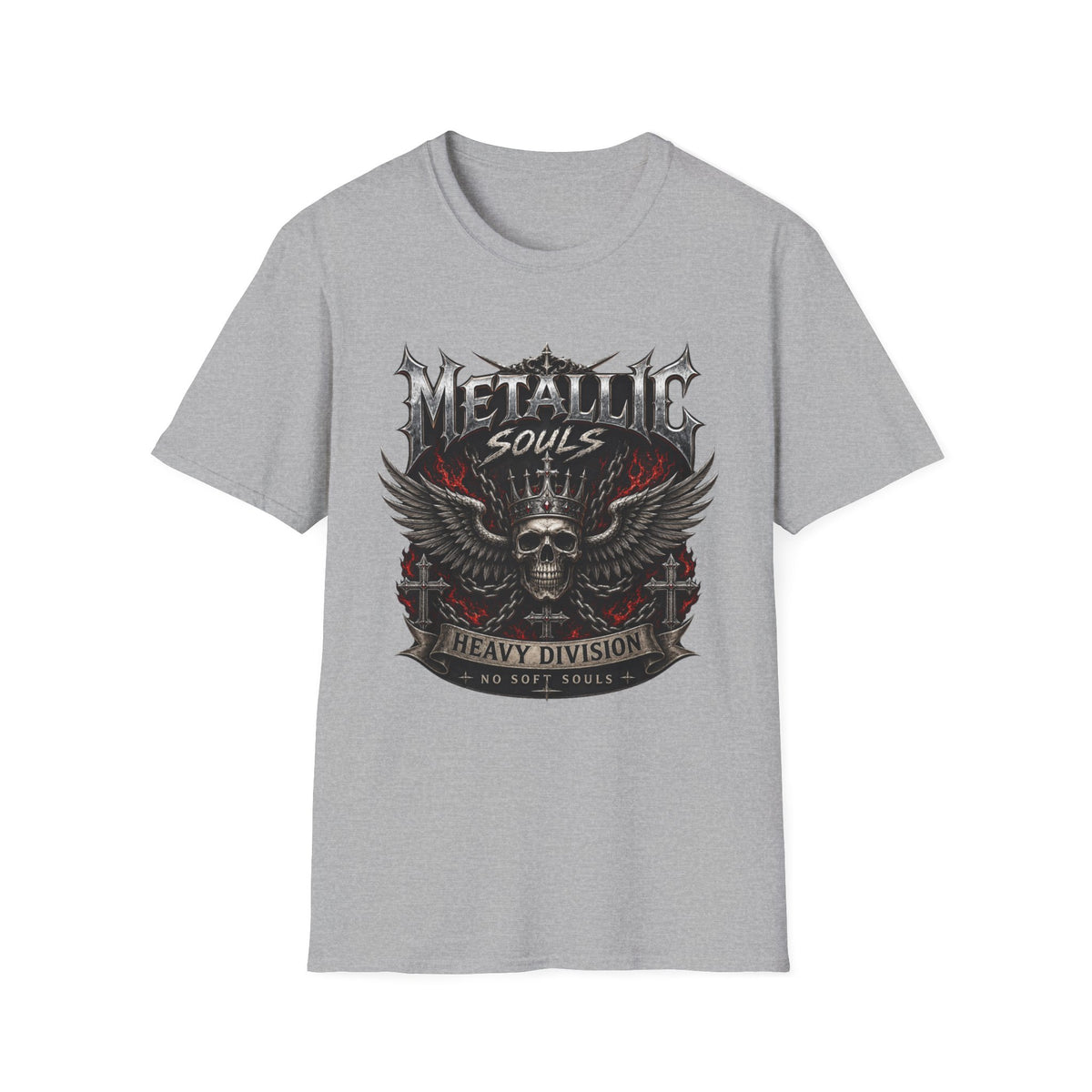 Metallic Souls Graphic T-Shirt — Gothic Skull & Wings Heavy Metal Tee