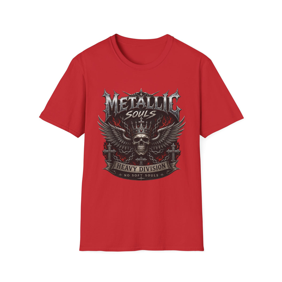 Metallic Souls Graphic T-Shirt — Gothic Skull & Wings Heavy Metal Tee