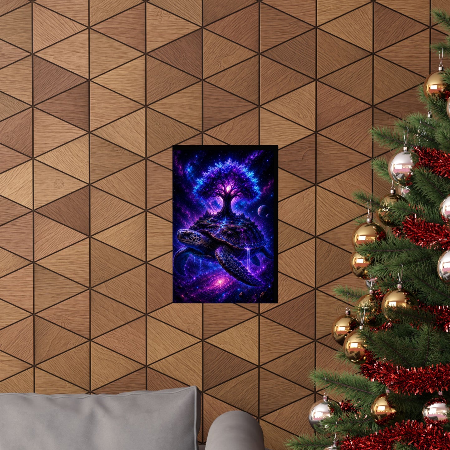 Cosmic Turtle Poster — Mystic Tree on Turtle Shell Matte Vertical Wall Art