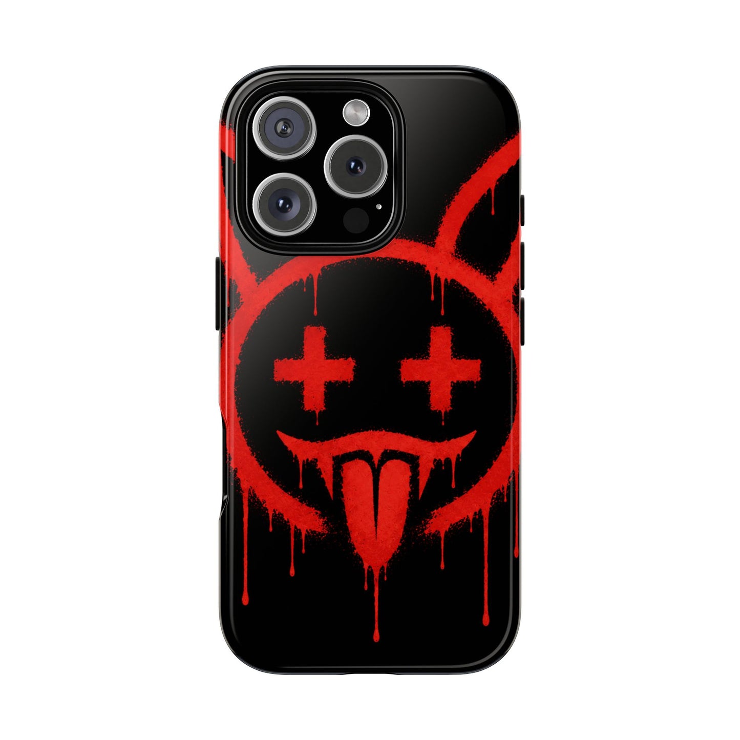 Phone Case - Metallic Souls Red Drip Smiley Graffiti Design