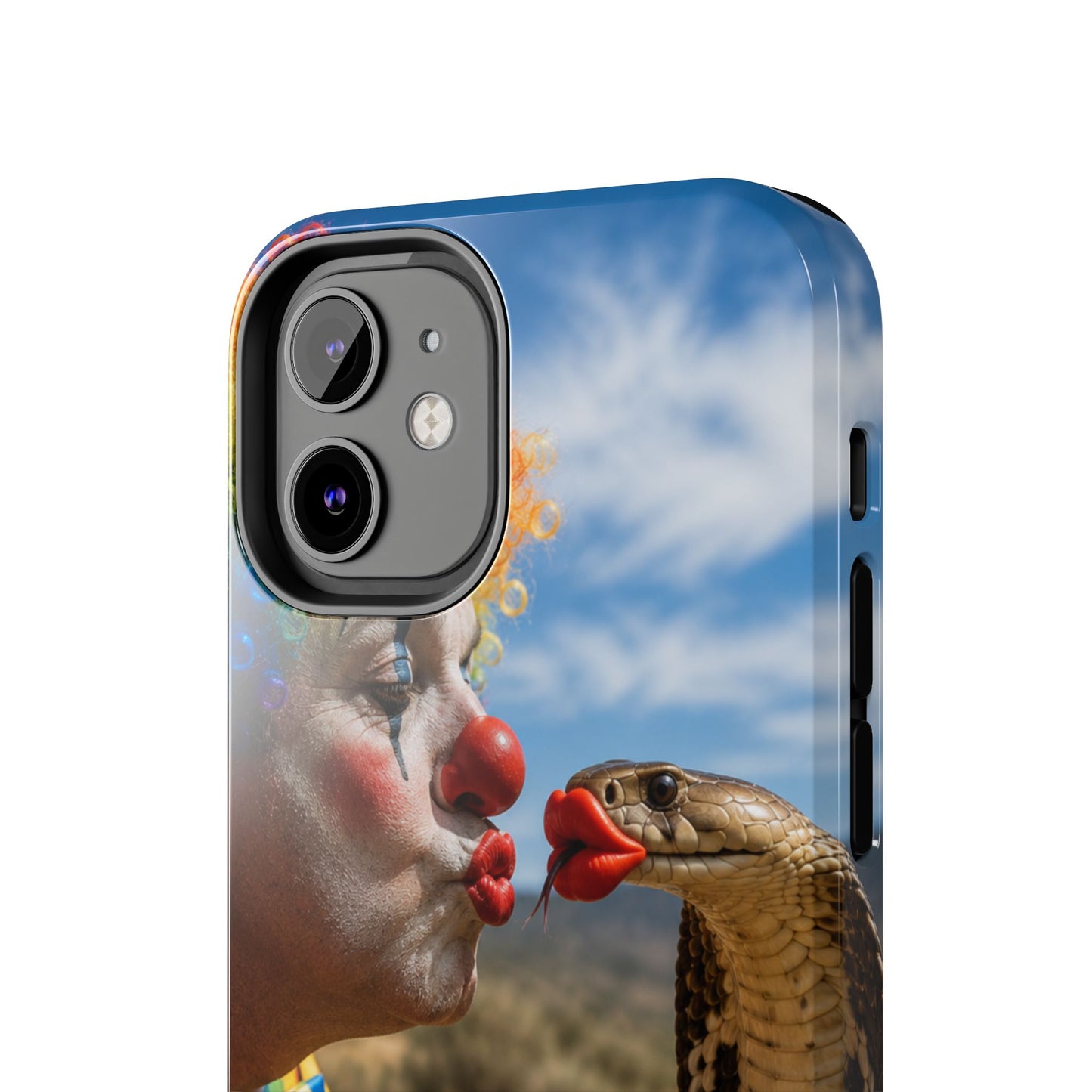 Clown & Cobra Tough Phone Case — Funny Kiss Design, Shockproof Protective Cover