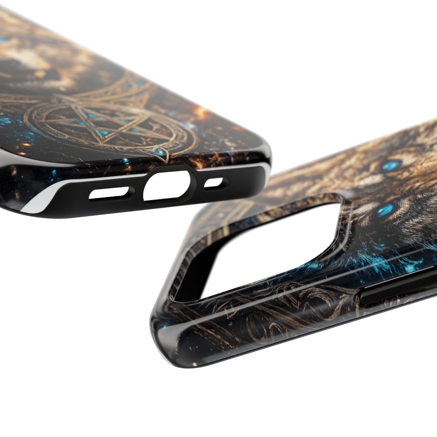 Wolf Pentagram Phone Case - Rugged Mystic Phone Cover with Glowing Blue Eyes