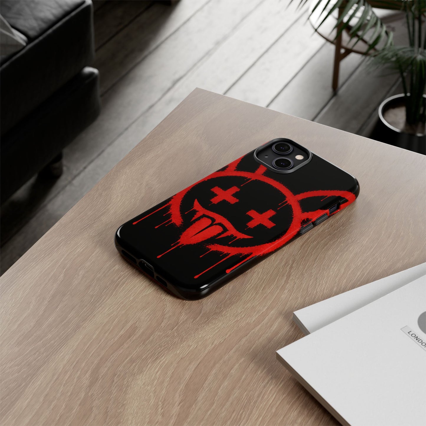Phone Case - Metallic Souls Red Drip Smiley Graffiti Design
