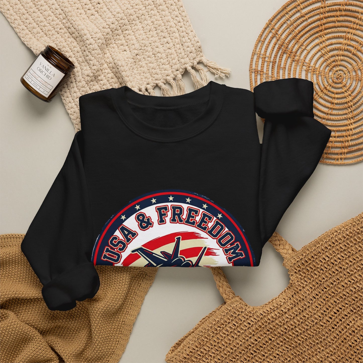 USA & Freedom Crewneck Sweatshirt | patriotic, faith-based vintage Americana