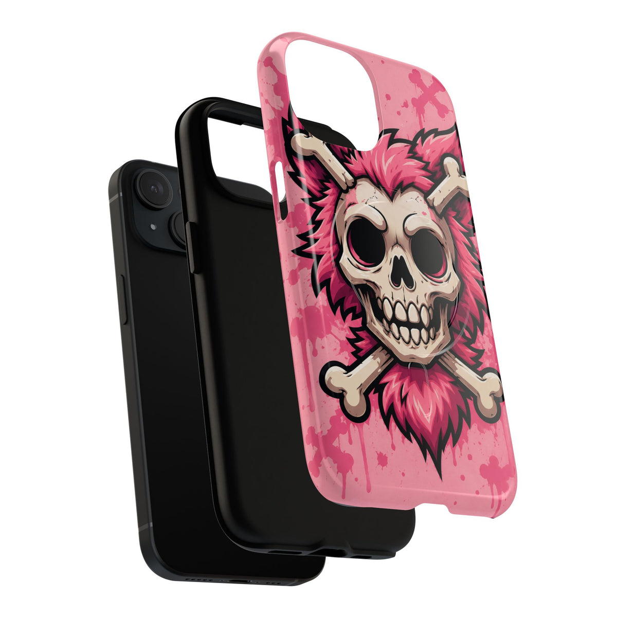 Pink Skull & Crossbones Tough Magnetic Phone Case — Punk Rock Protective Cover