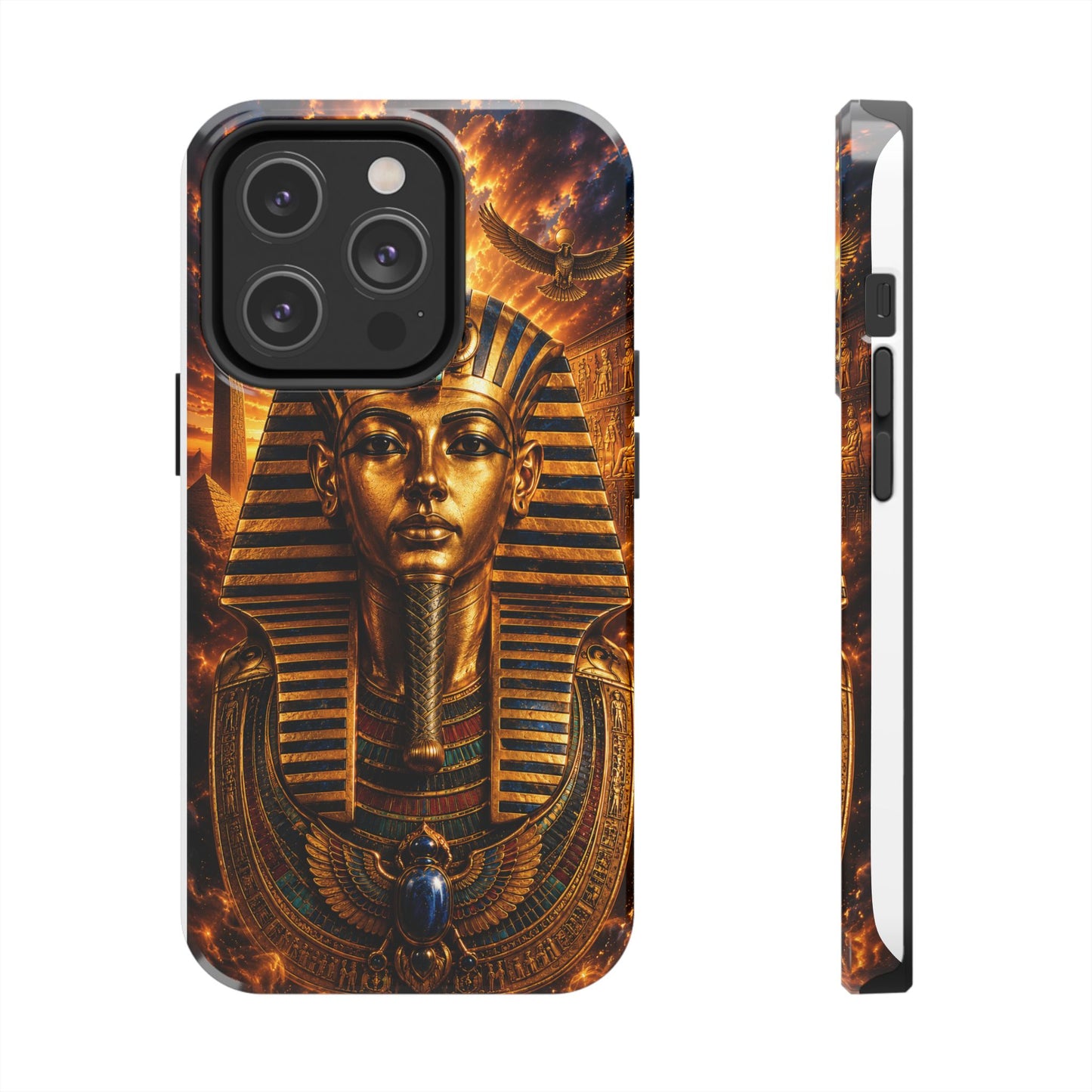 Egyptian Pharaoh Tough Phone Case — Protective Golden Tutankhamun Design