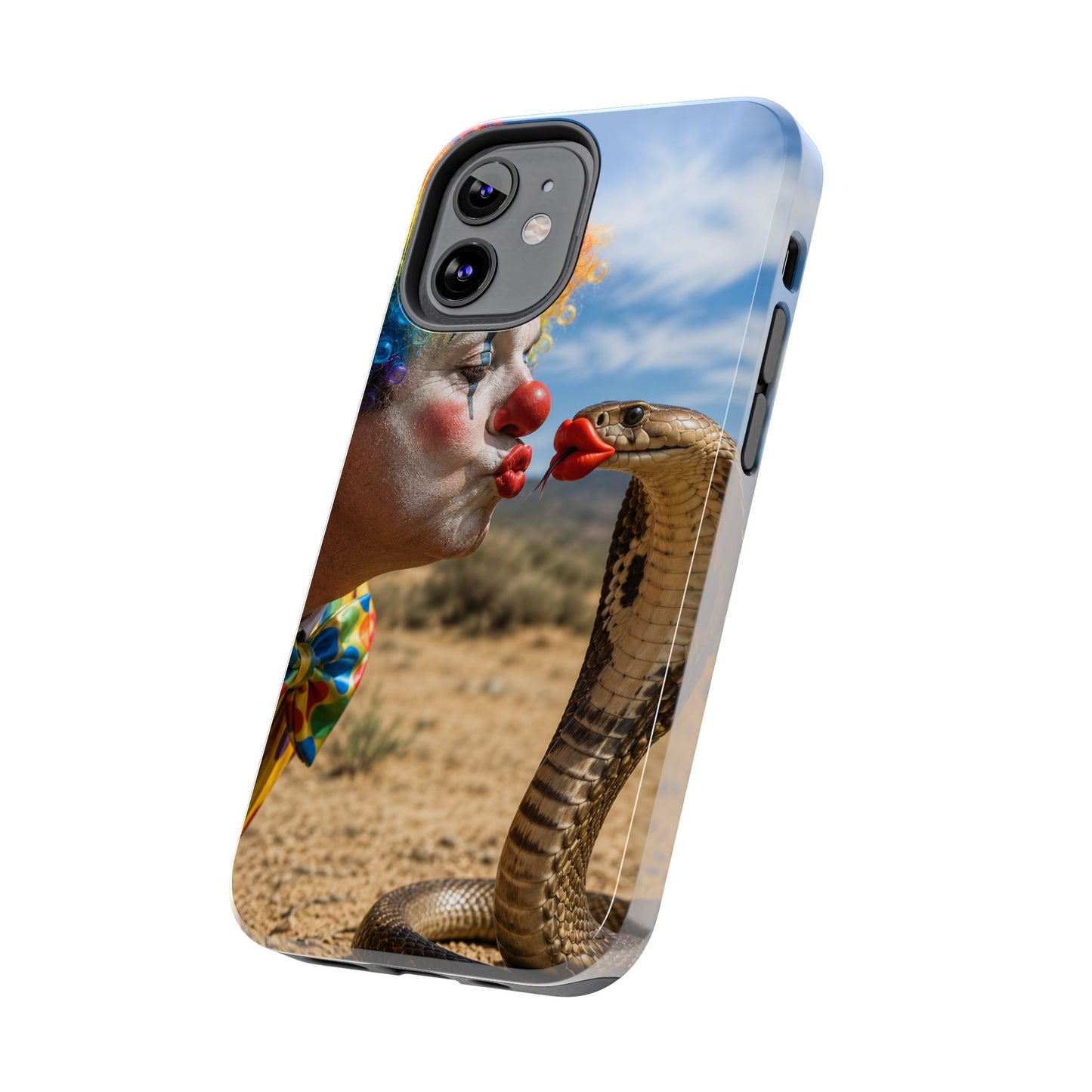 Clown & Cobra Tough Phone Case — Funny Kiss Design, Shockproof Protective Cover