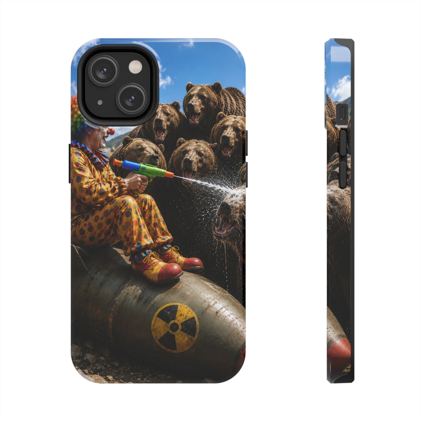Tough Phone Case — Surreal Clown vs. Bears Protective Phone Cover
