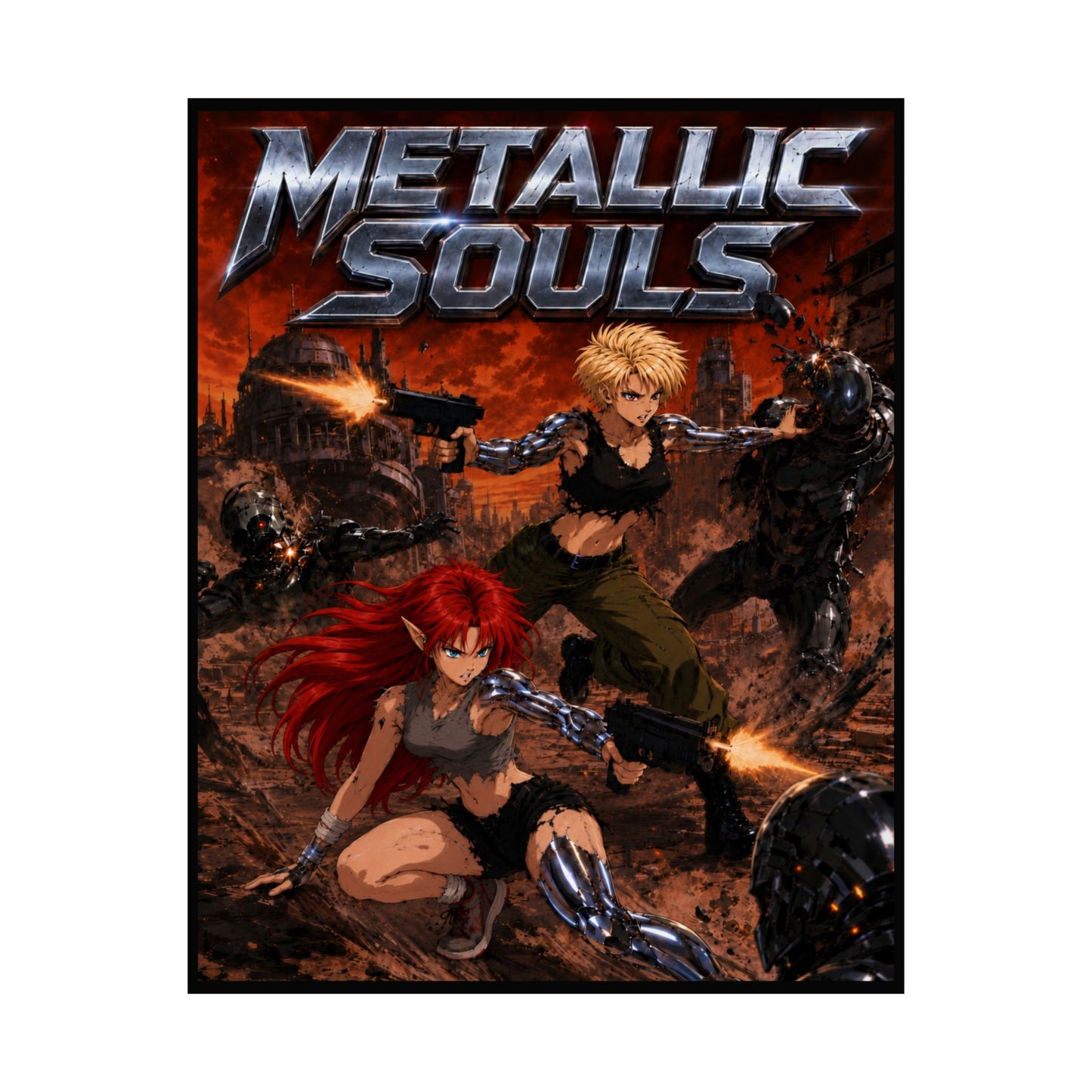 Metallic Souls Poster — Anime Sci‑Fi Action Matte Vertical Print