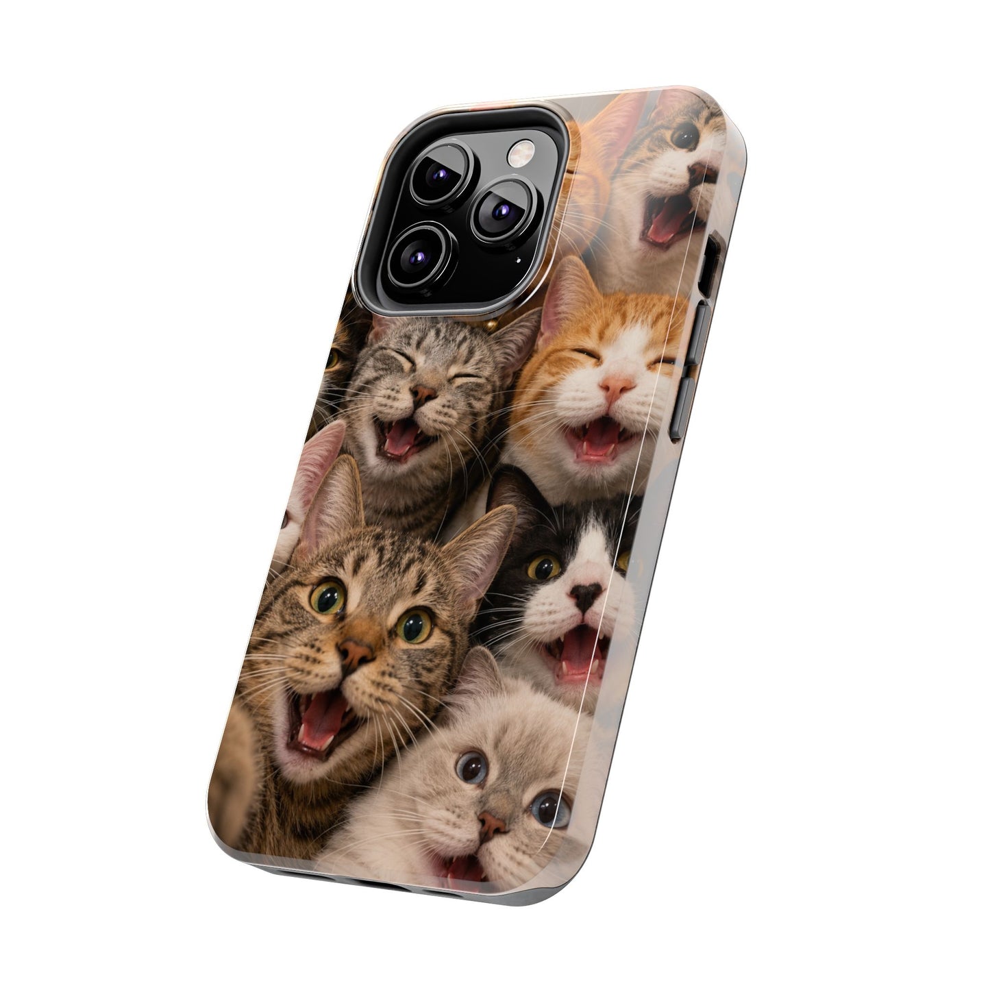 Tough Smiling Cats Collage Phone Case – Cute Cat Faces for iPhone