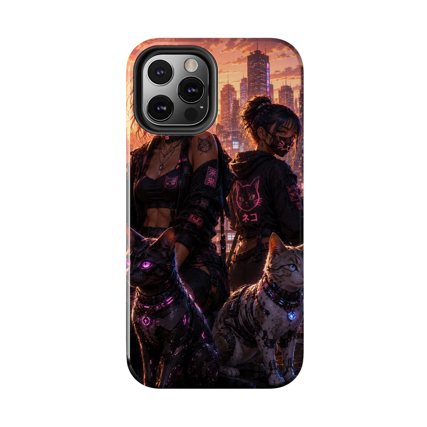Cyberpunk Pack: Tough Phone Case with Neon Panther & City Sunset