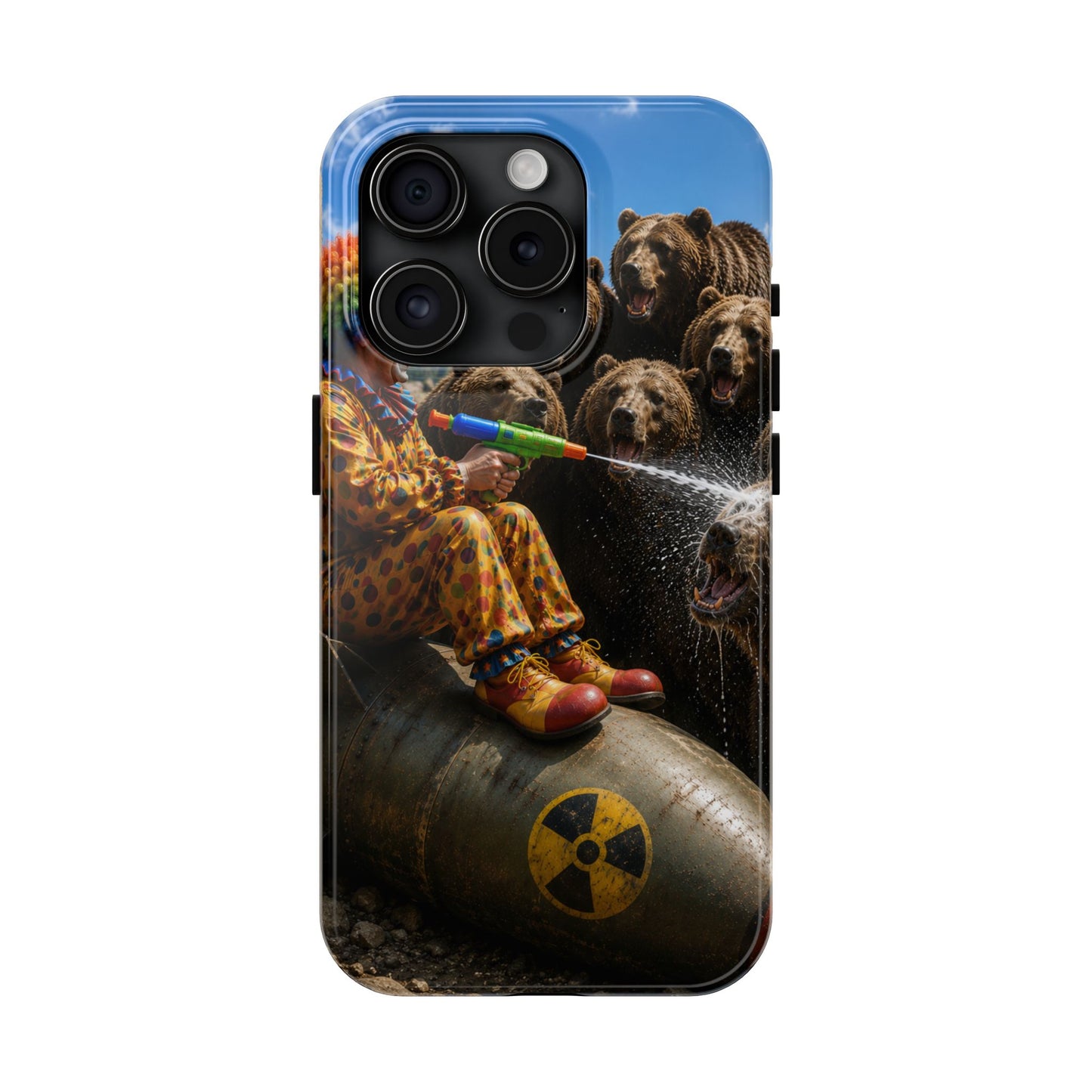Tough Phone Case — Surreal Clown vs. Bears Protective Phone Cover