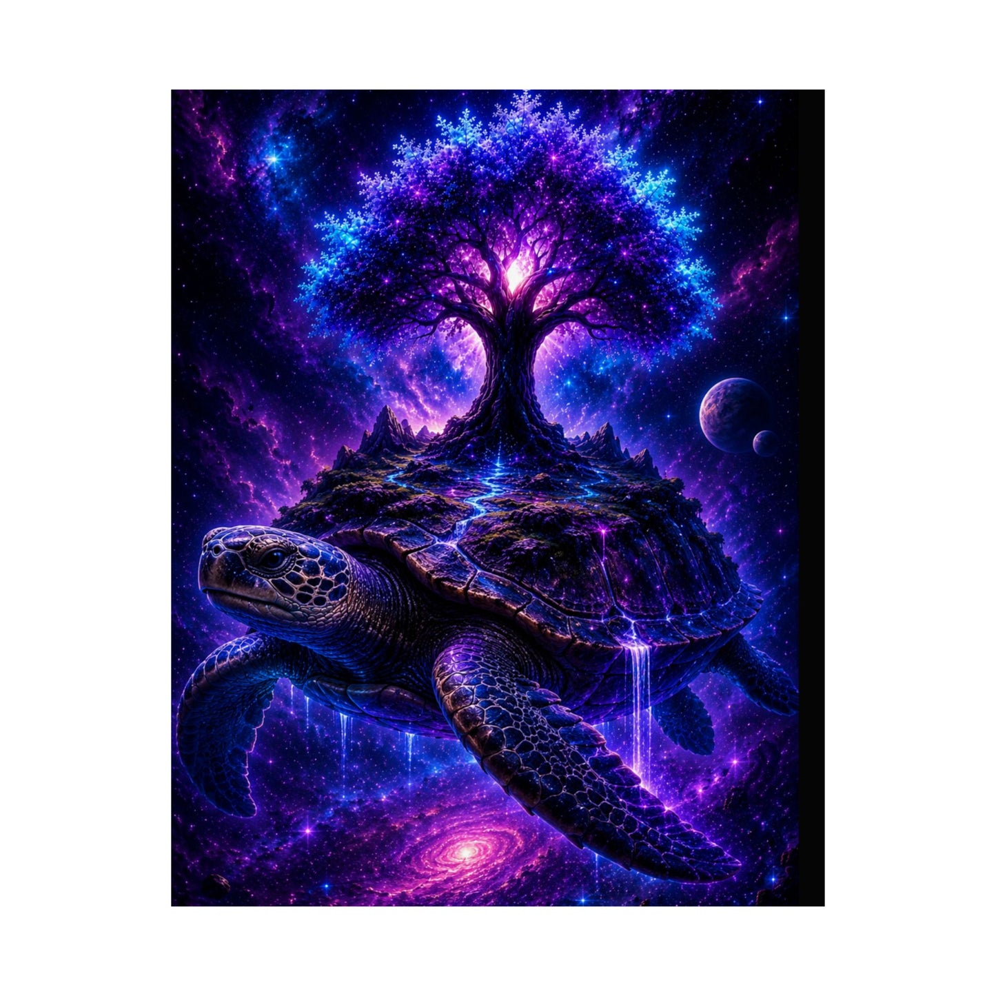 Cosmic Turtle Poster — Mystic Tree on Turtle Shell Matte Vertical Wall Art