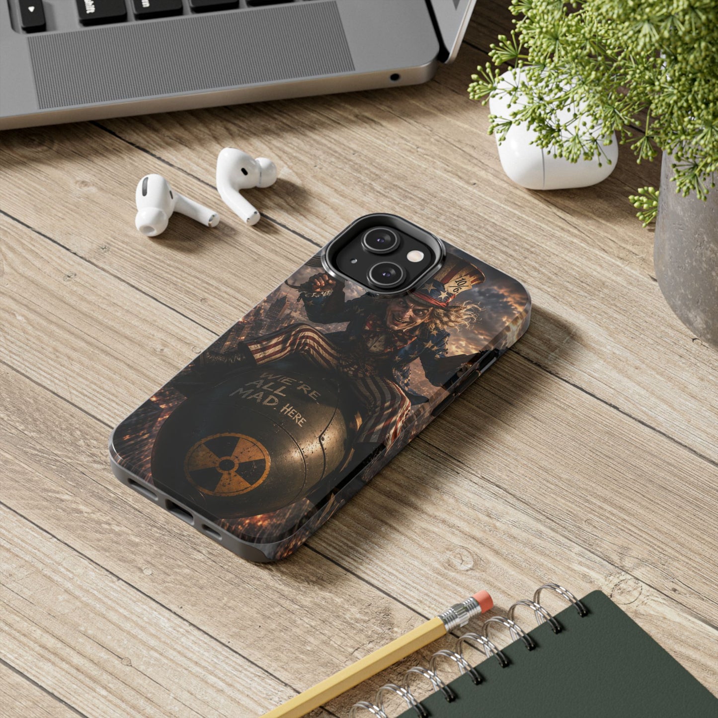 Tough Phone Case — Dark Uncle Sam 'We're All Mad Here' Nuclear Bomb Design