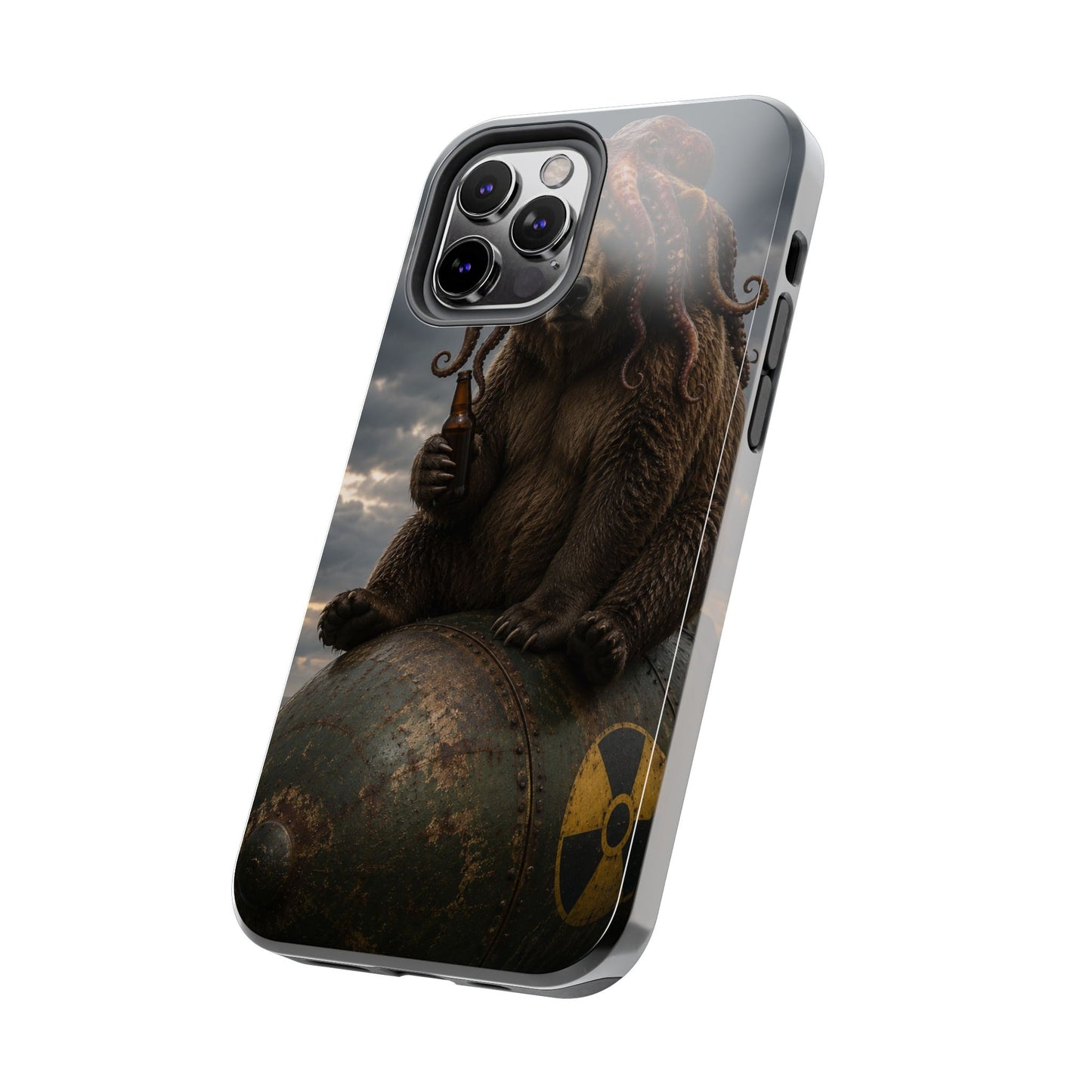 Tough Phone Case — Post‑Apocalyptic Bear with Octopus Helmet on Nuclear Bomb