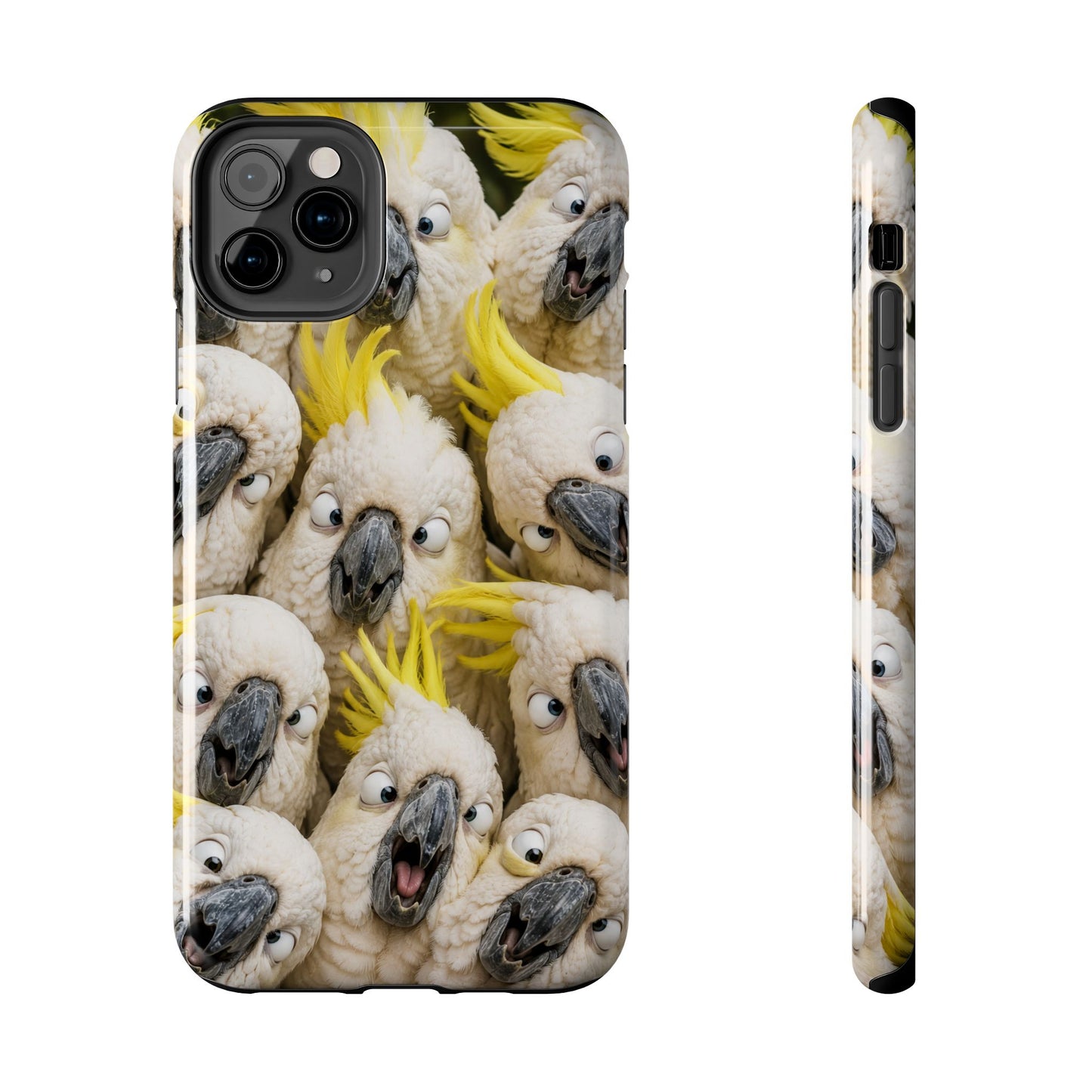 Cockatoo Collage Tough Phone Case — Funny Yellow Crested Bird Protective Phone Cover